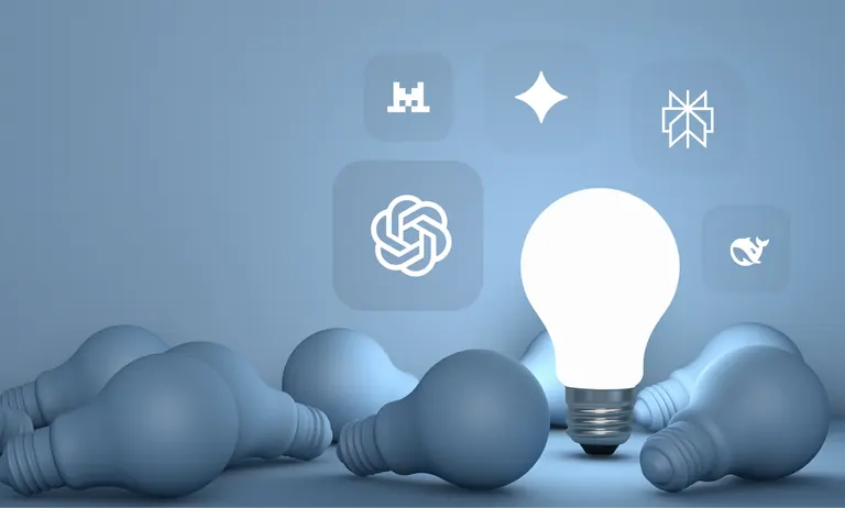 AI search visibility concept with speed and performance graphics.